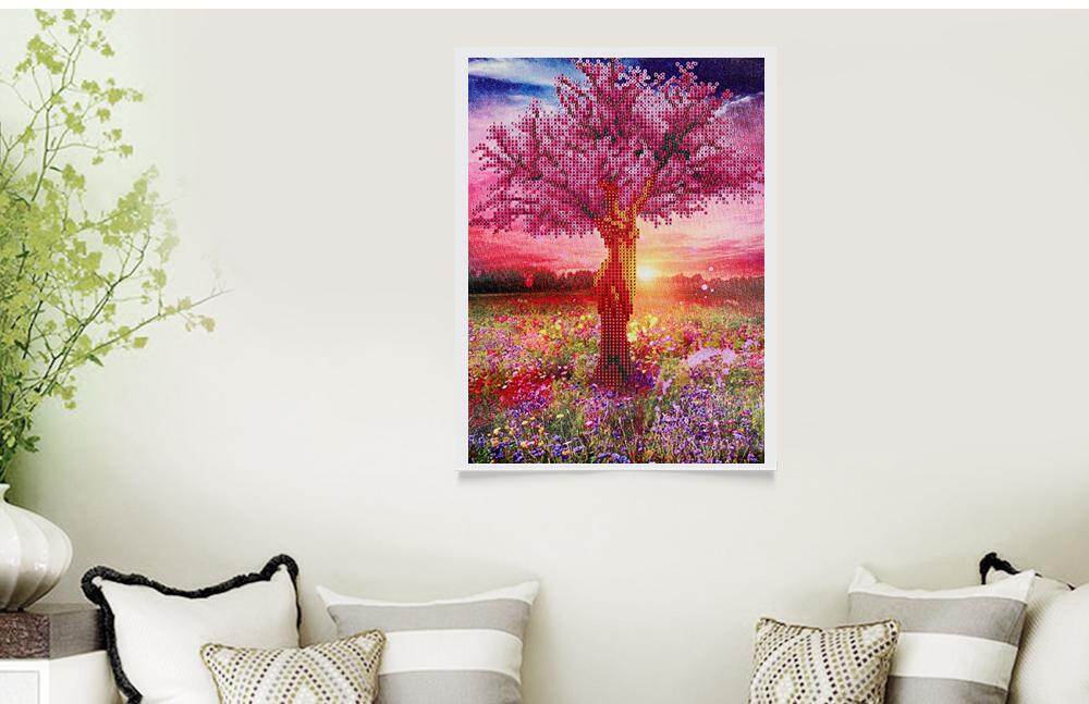 30 x 40cm Scenic Women Tree Drilled Needlework DIY Diamond Painting Cross Stitch Home Decoration