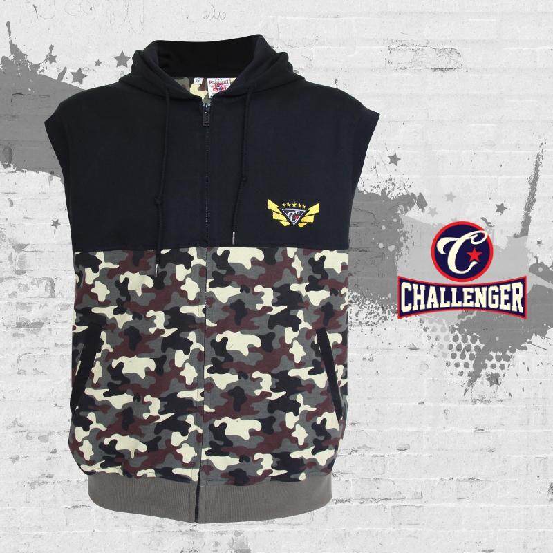 CHALLENGER BIG SIZE Military Hooded Sleeveless Sweater CH7008 (Military Print)