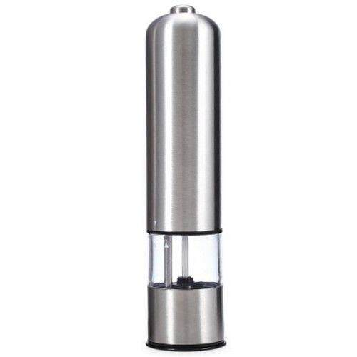 Stainless Steel Electric Pepper Salt Mill Grinder Kitchen Accessory (SILVER)