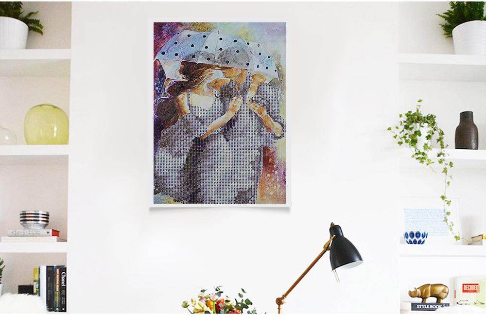 30 x 40cm Umbrella Couple Drilled Needlework DIY Diamond Painting Cross Stitch Home Decoration