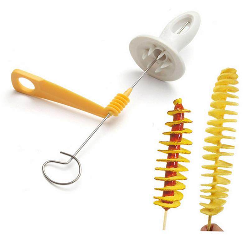 1pc 3-string Rotate Potato Slicer Stainless Steel +Plastic Twisted DIY Creative