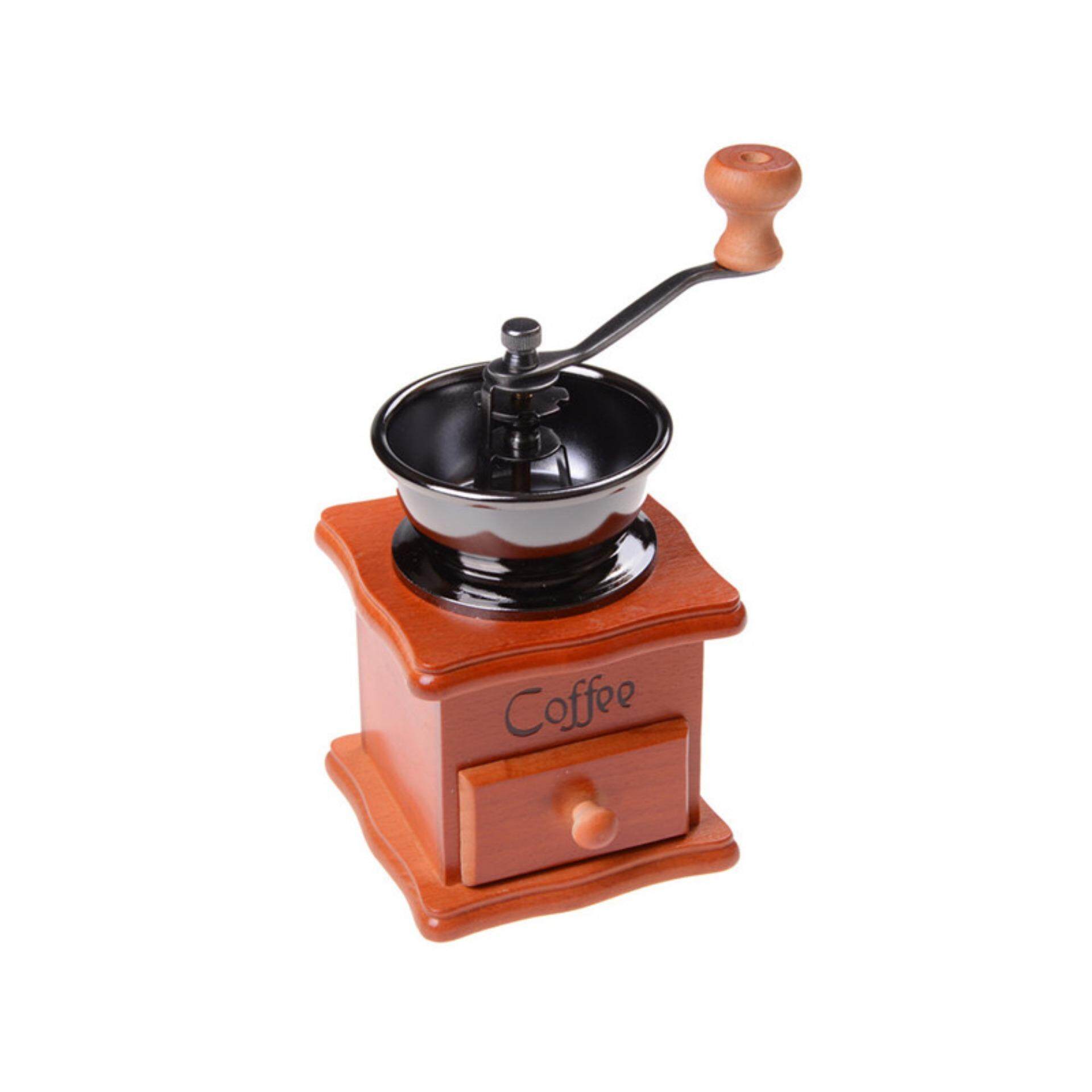 Classical Wooden Mini Manual Coffee Grinder Stainless Steel Retro Coffee Spice Mill