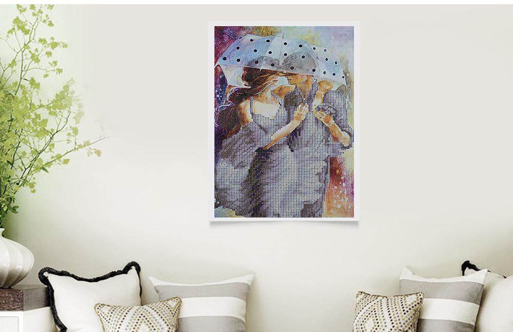 30 x 40cm Umbrella Couple Drilled Needlework DIY Diamond Painting Cross Stitch Home Decoration