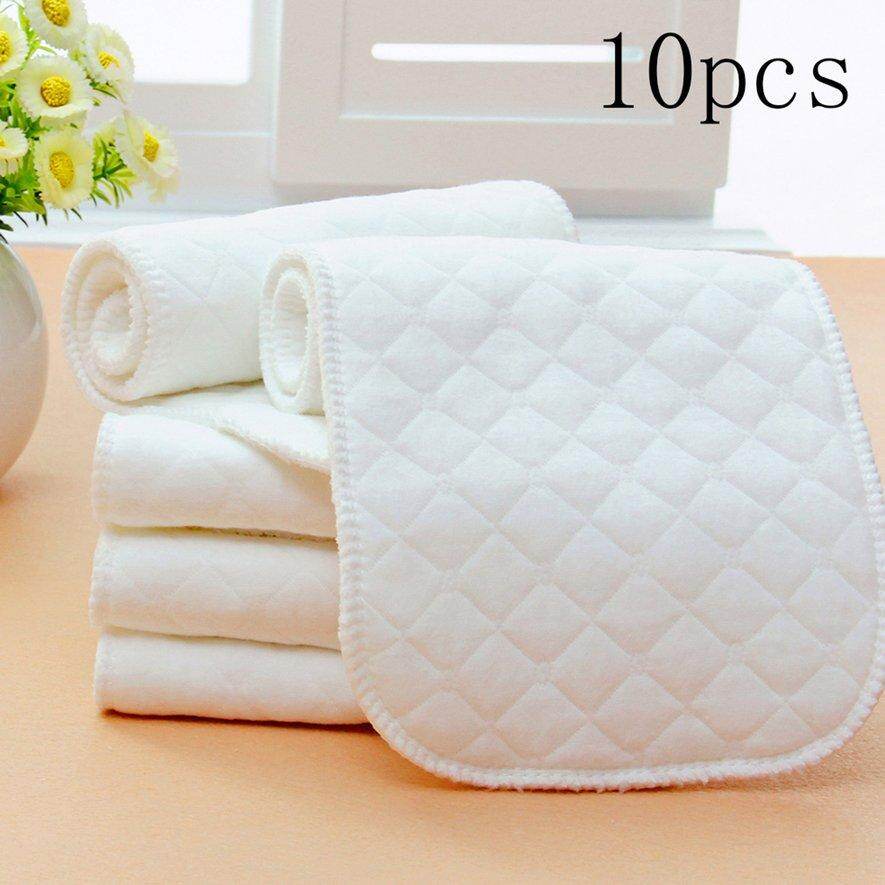 [Flash Sale] 10 Miếng Tã Vải Cotton Nguyên Chất Có Thể Tái Sử Dụng Tã Lót Tã Lót Chèn 3 Lớp