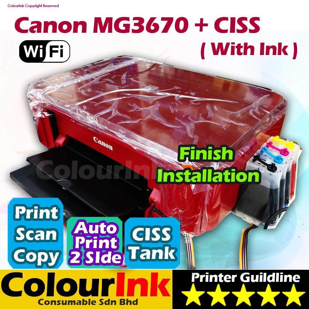 Canon Pixma MG3670 Print Scan Copy Duplex Wifi with CISS Tank Printer