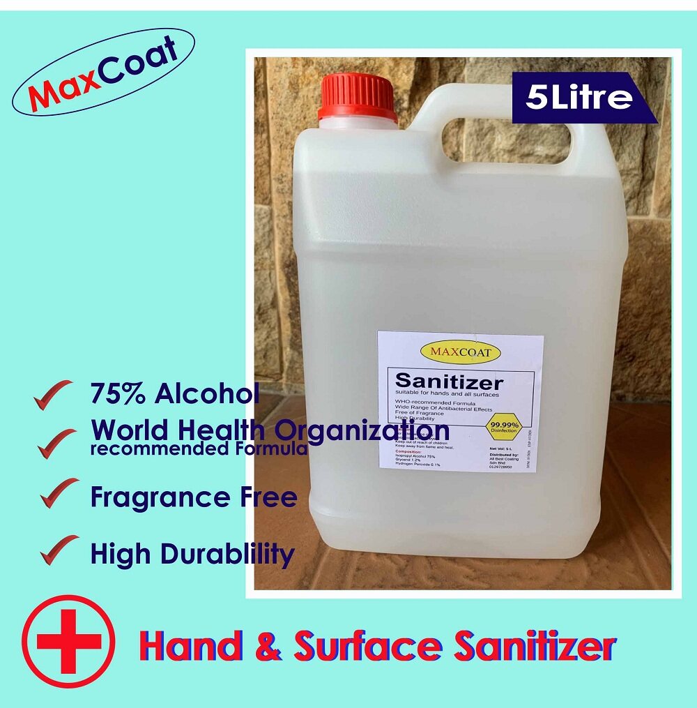 READY STOCK !!! Hand Sanitizer 75% Alcohol 5 Litre [5000ml]  - MAXCOAT Handrub Instant [WHO Recommended Formula] 5 Liter [[ Hospital Grade ]]