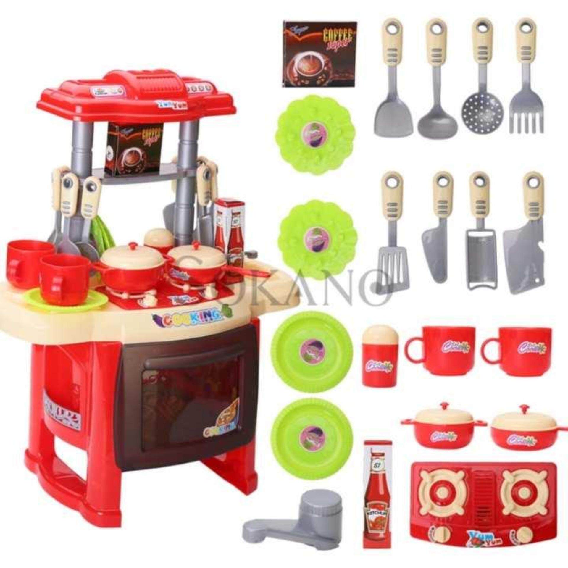 SOKANO Mini Kitchen Fun Playset With Full Utensils Set- Red toys for girls