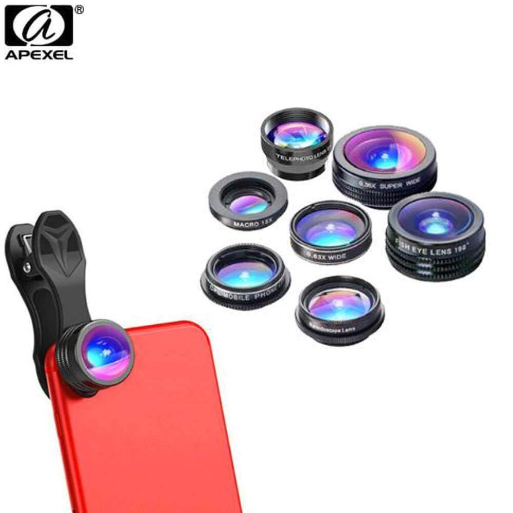 Apexel 7 in 1 mobile phone Lens Kit 0.36X Wide Angle Macro Lens CPL 2X