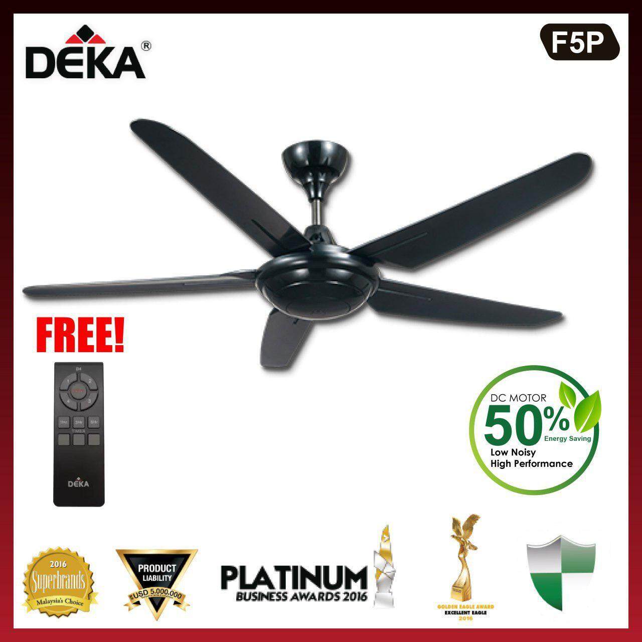 DEKA F5P 56  Black Ceiling Fan with Remote Control