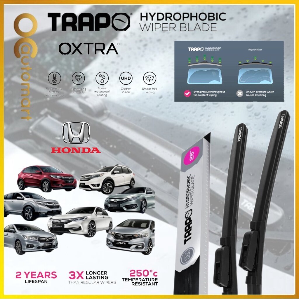 Trapo Hydrophobic Honda Car Wiper Blades Sets For City Civic Br V