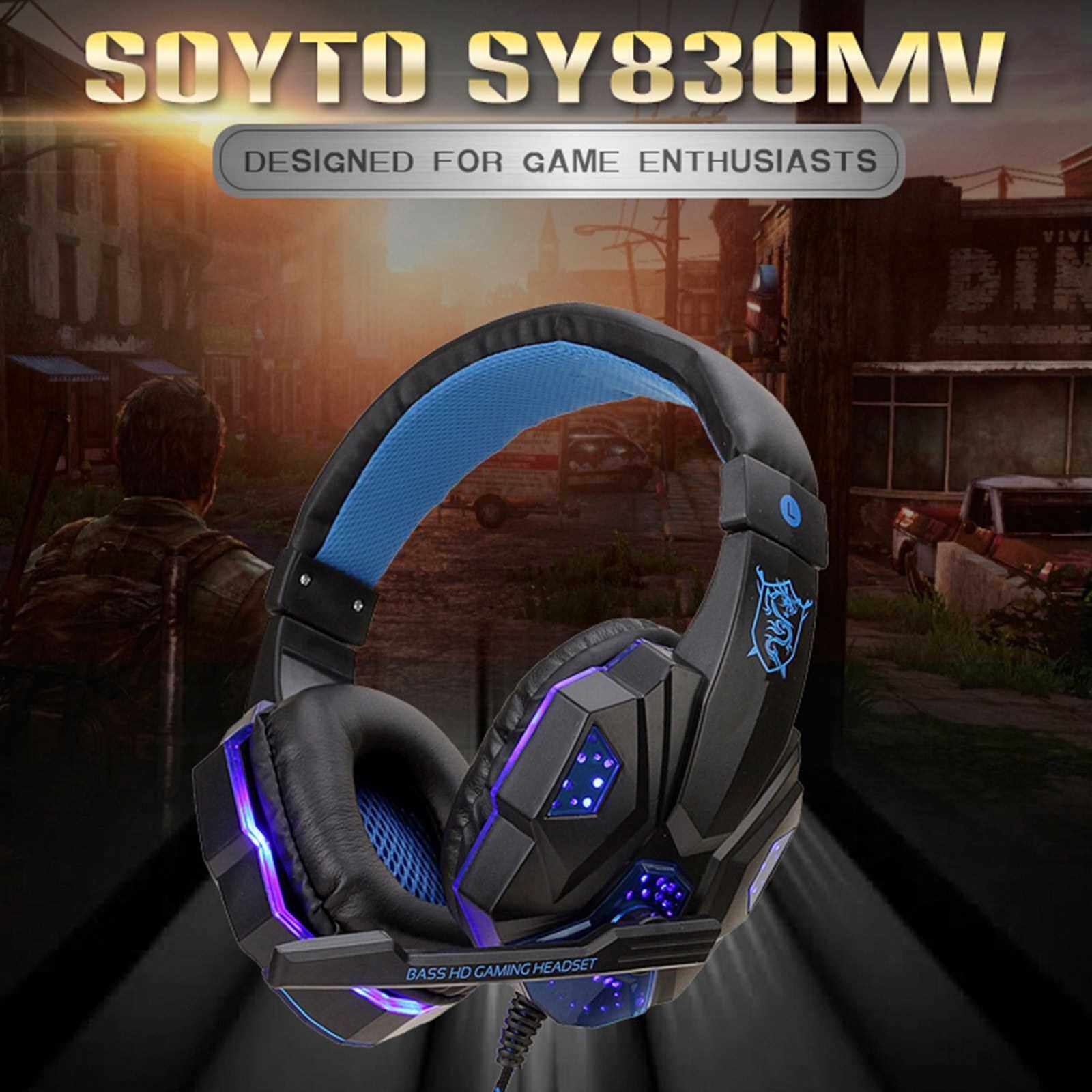 Sy Mv Wired Computer Gaming Headphones Over Ear Game Headset With