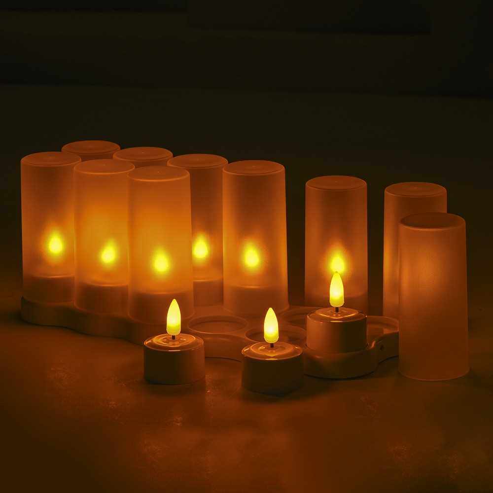 Pcs Flameless Candles Realistic Flickering Yellow Led Cordless