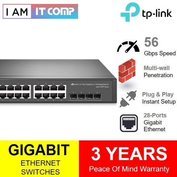 TP LINK TL SG3428 JetStream 24 Port Gigabit L2 Managed Switch With 4