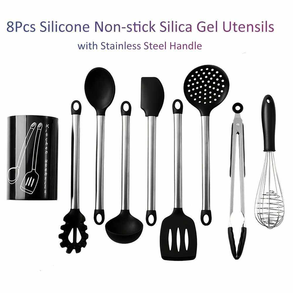 Kitchen Utensils Set Pcs Silicone Non Stick Barreled Cooking Utensils