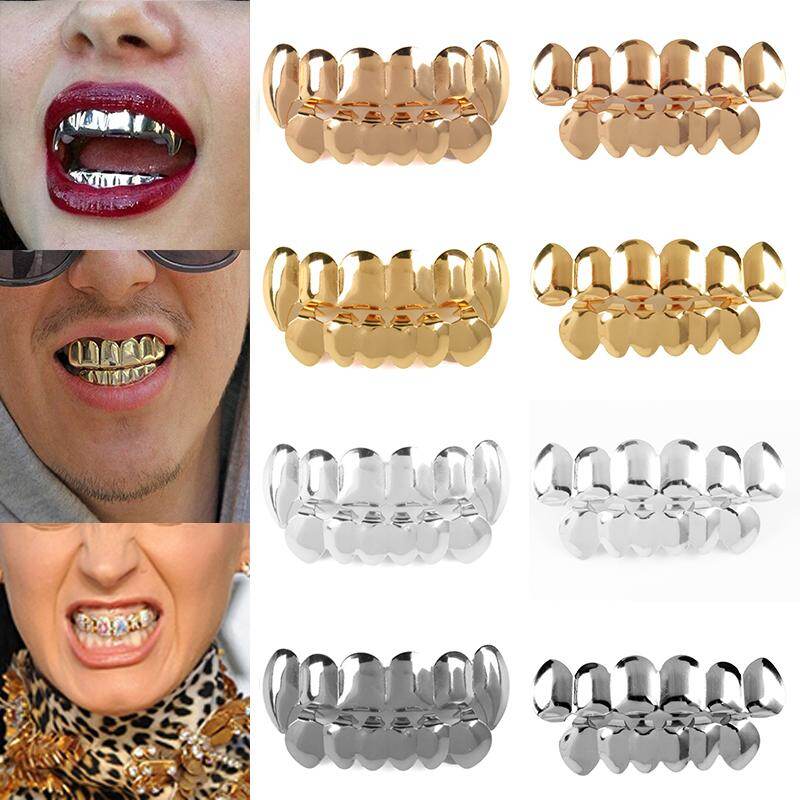 Bộ Đồ Nướng Trên & Dưới Có Mũ Grillz Răng Hip Hop Mạ Vàng 14K Tùy Chỉnh Mới