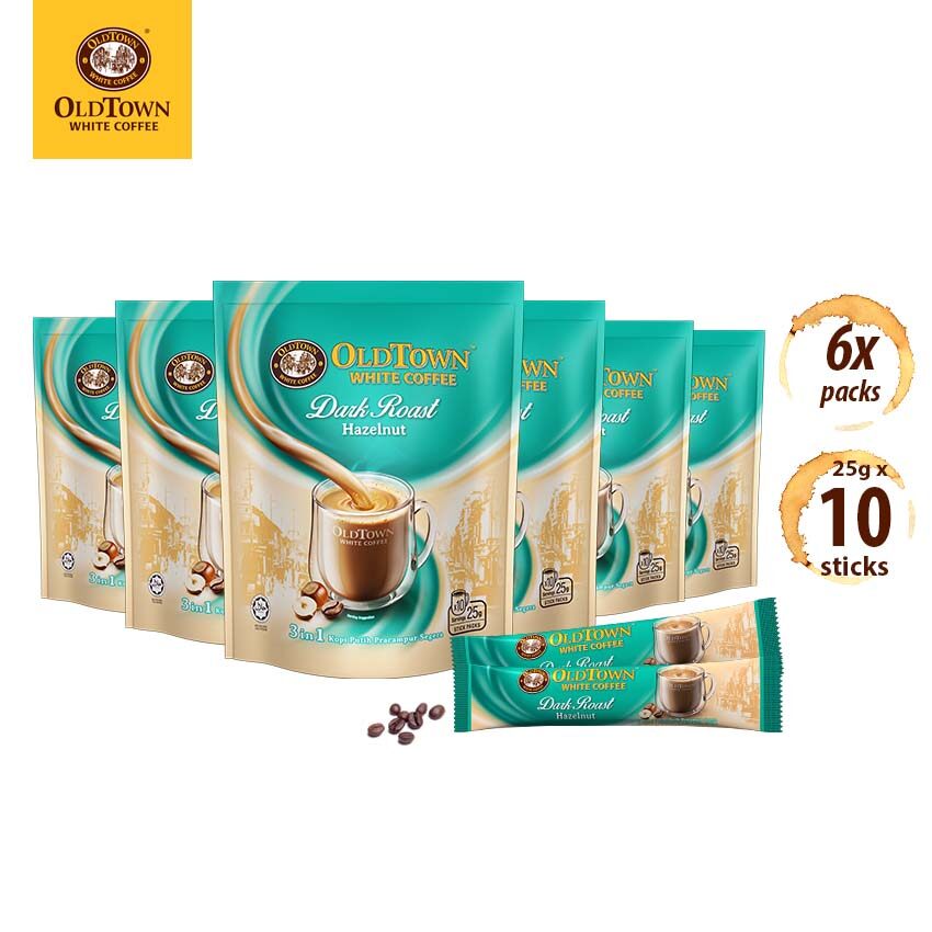 OLDTOWN WHITE COFFEE Dark Roast 3in1 Hazelnut Instant Premix White
