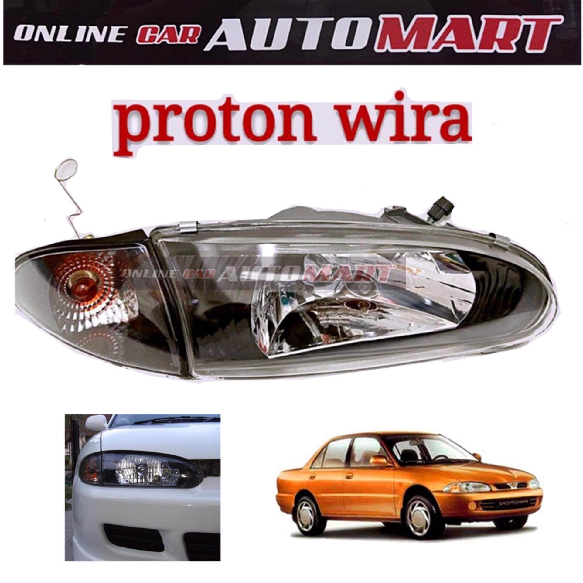 Black Face Crystal Glass Headlamp For Proton Wira Satria Putra