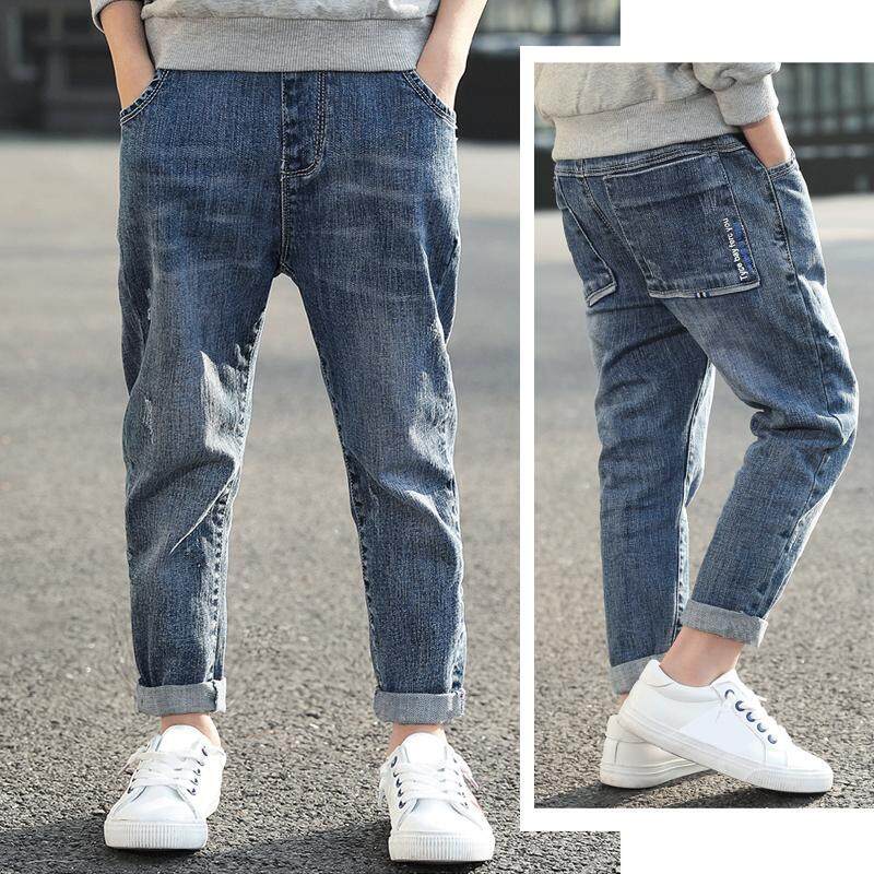 IENENS 5-13 Years Kids Boys Clothes Slim Straight Jeans Children Denim Clothing Long Pants Spring Autumn Baby Boy Casual Trousers Elastic Waist Pants