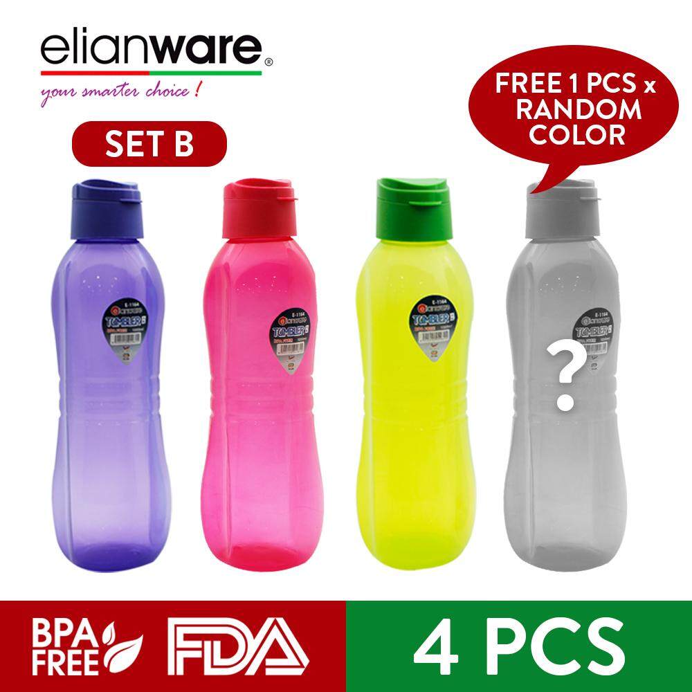 Elianware 2x1000ml BPA Free Sporty Large Flip Top Water Bottle