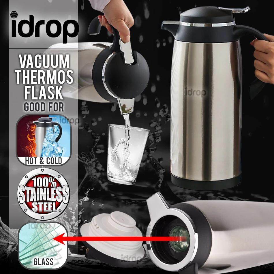 idrop Stainless Steel Heat Preservation Glass Liner Vacuum Thermos Flask (1L )
