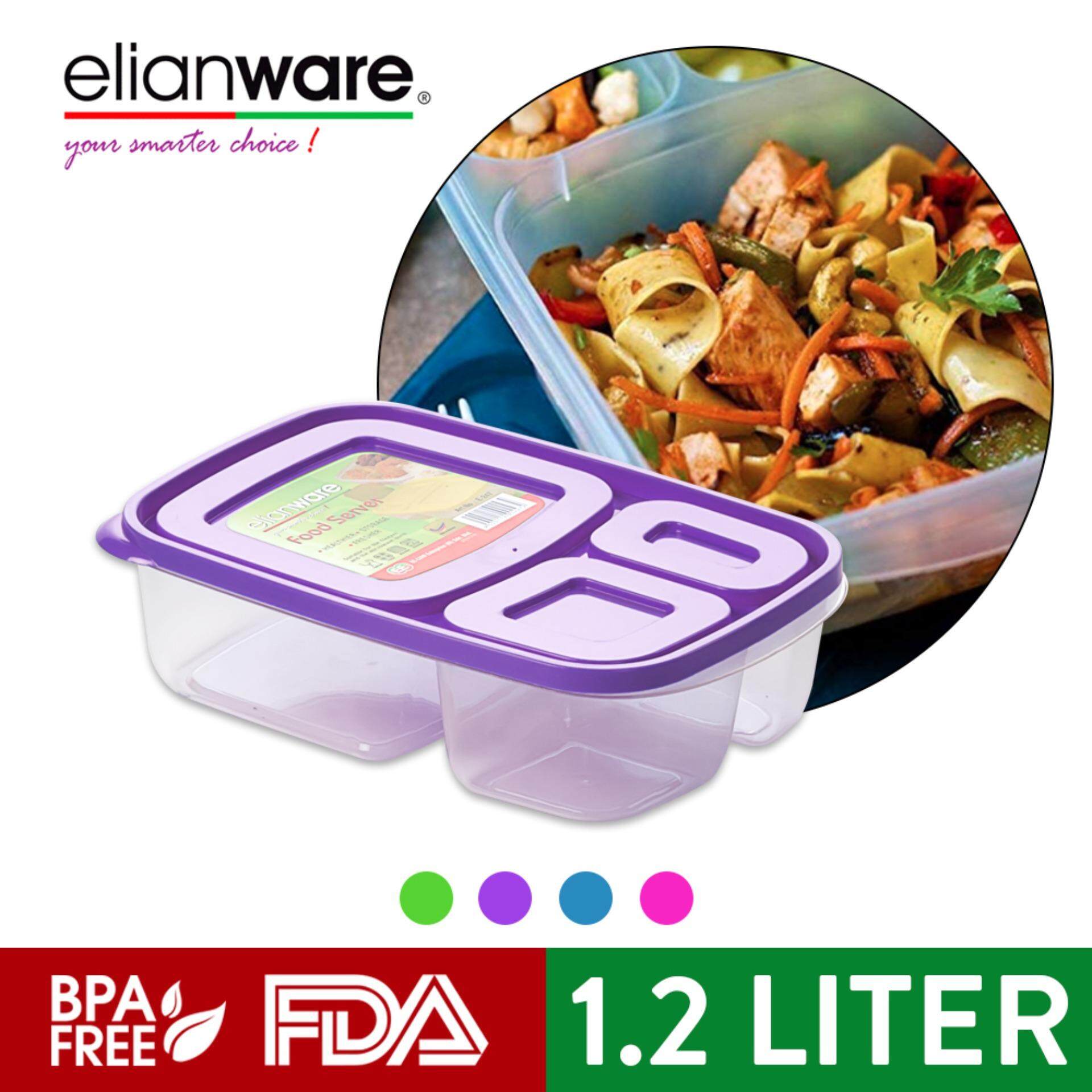 Elianware 1.2L 3 Compartment Divided Lunch Box Food Container