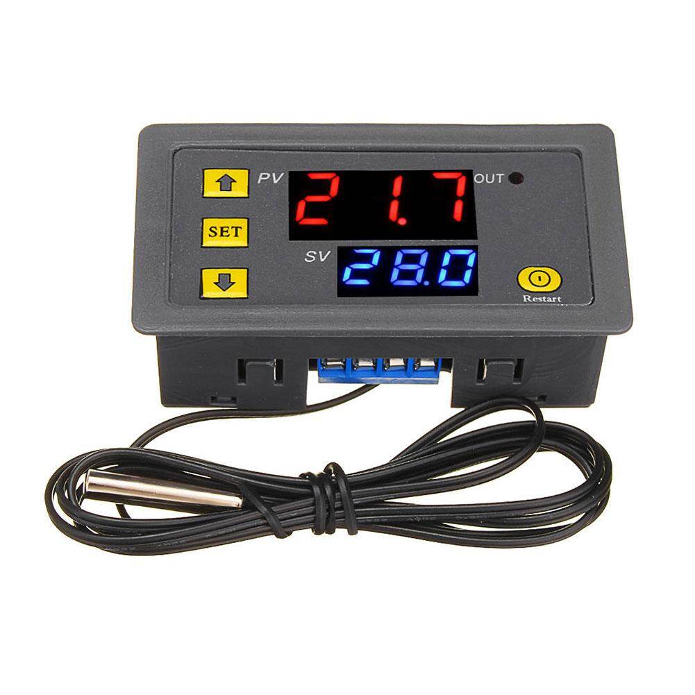W3230 dc 12v ac 20a led digital temperature controller with heating cooling control switch sensor mete