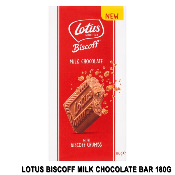 Lotus Biscoff Milk Chocolate Bar With Biscoff Crumbs 180g