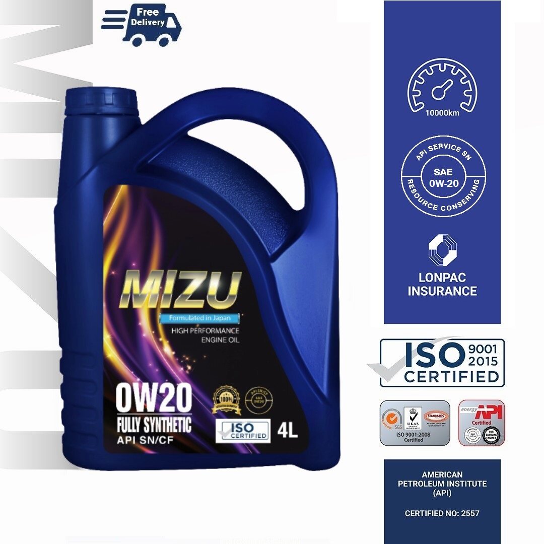 Mizu Fully Synthetic Lubricant API SN 0W 20 Car Engine Oil 4 Litres