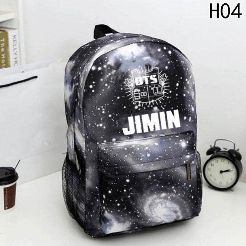BTS Anti Peluru Terkait Selebriti Terinspirasi Berbintang Kanvas Tas Sekolah Ransel Bahu H04-Intl