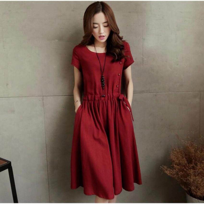 Antik Ukuran Plus Lampu Tabung Plastik Dress Lembut Linen Sisi Pocketskirts GAUN MINI untuk Wanita Celana Hamil Wanita Gemuk Ukuran M-XX-Intl