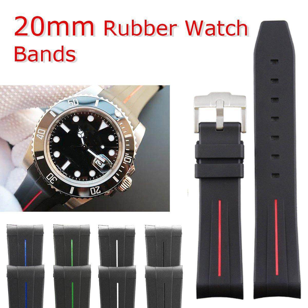 20mm rubber curved ends watch strap for Rolex