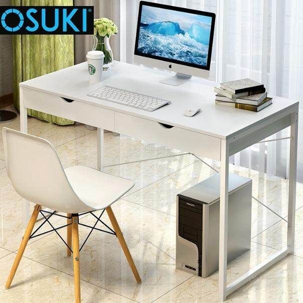 Osuki Home Office Table 120 X 60cm With Double Drawer White Malaysia