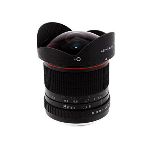 Albinar 8 Mm F/3.5 HD Asferis Fisheye Lensa untuk Nikon D60, D90, D300, D300s, d3000, D3100, D3200, D3300 D5000, D5100, D5300, D5500, D7000, D7100-Internasional