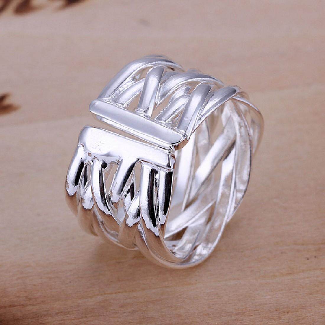 Cantik Modis Polos Perak Berlapis Baru Cantik Lucu Jaring Pesta Cincin Perhiasan-Internasional