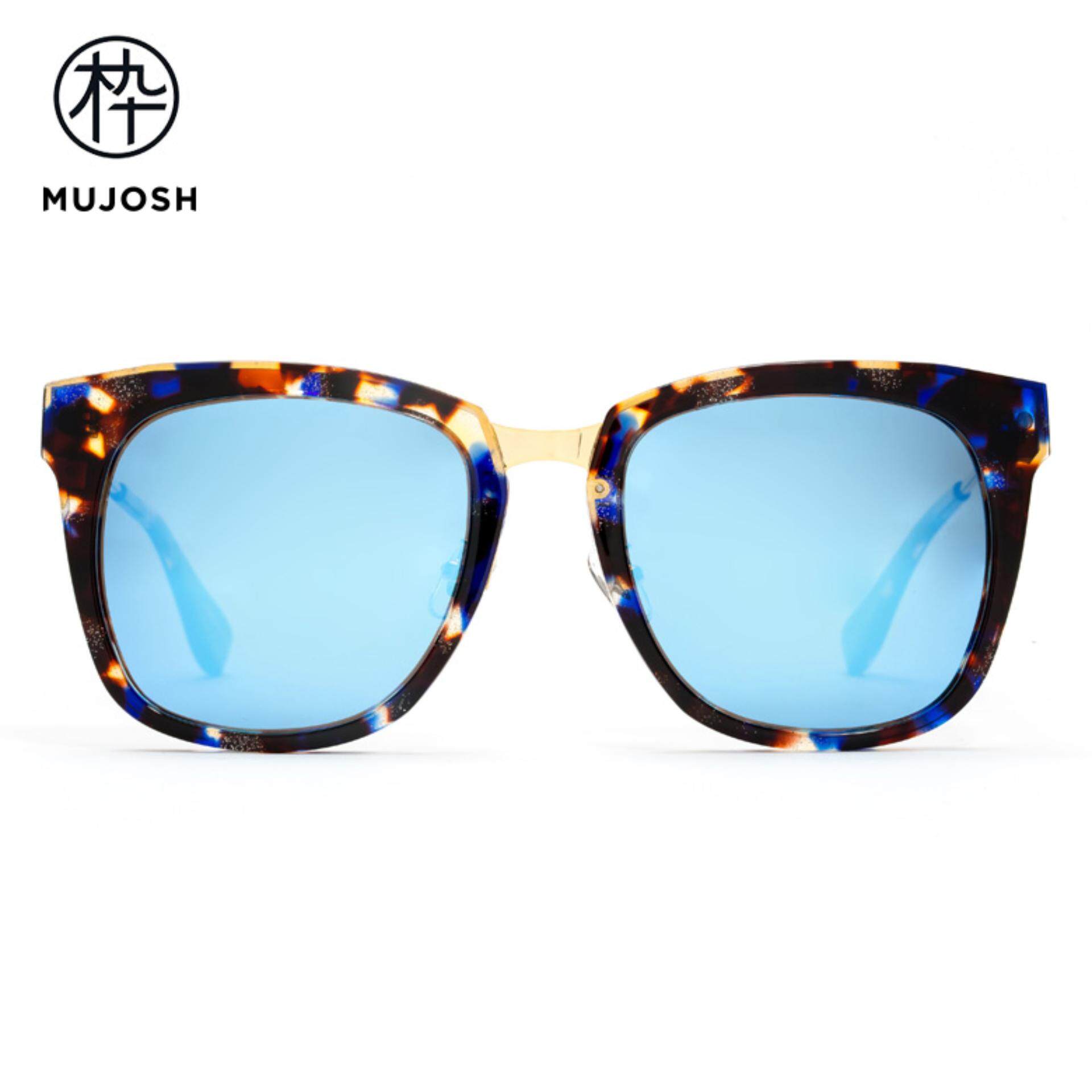 MUJOSH Female Tortoise Blue TAC Polarized Lens Square Acetate Frame Sunglasses SM1611004C02