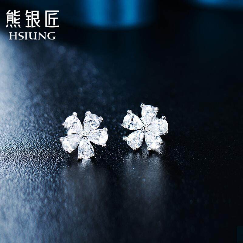 Beruang Silversmith Hsiung Perhiasan Perak S925 Perak Telinga Kuku Wanita Jepang dan Korea Selatan Manis Ceri Anting-Anting Modis Temperamen Anting-Anting hadiah Ceri Telinga Manik-manik () -Internasional