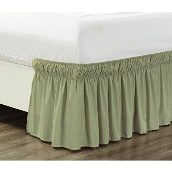 Wrap Around 17 Inch Fall White Ruffled Elastic Solid Bed Skirt Fits Wrap Around 17 Inch Fall White Ruffled Elastic Solid Bed Skirt Fits All Twin And Full