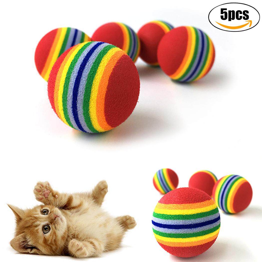 5 Pcs Kucing Pelangi Bola Pelatihan Interaktif Pelangi Bola Praktek Bola Pelangi Peliharaan Pelangi Bola-Internasional