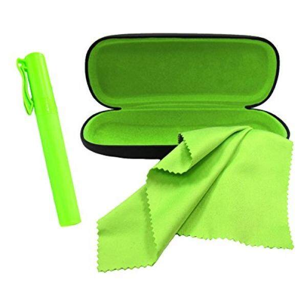 Kacamata Set, Termasuk Kotak Kacamata, Kaca Pembersih Semprotan, dan Serat Mikro Kain, bagus untuk Semua Kacamata dan Kacamata Hitam, Hijau, BY Optiplix-Internasional