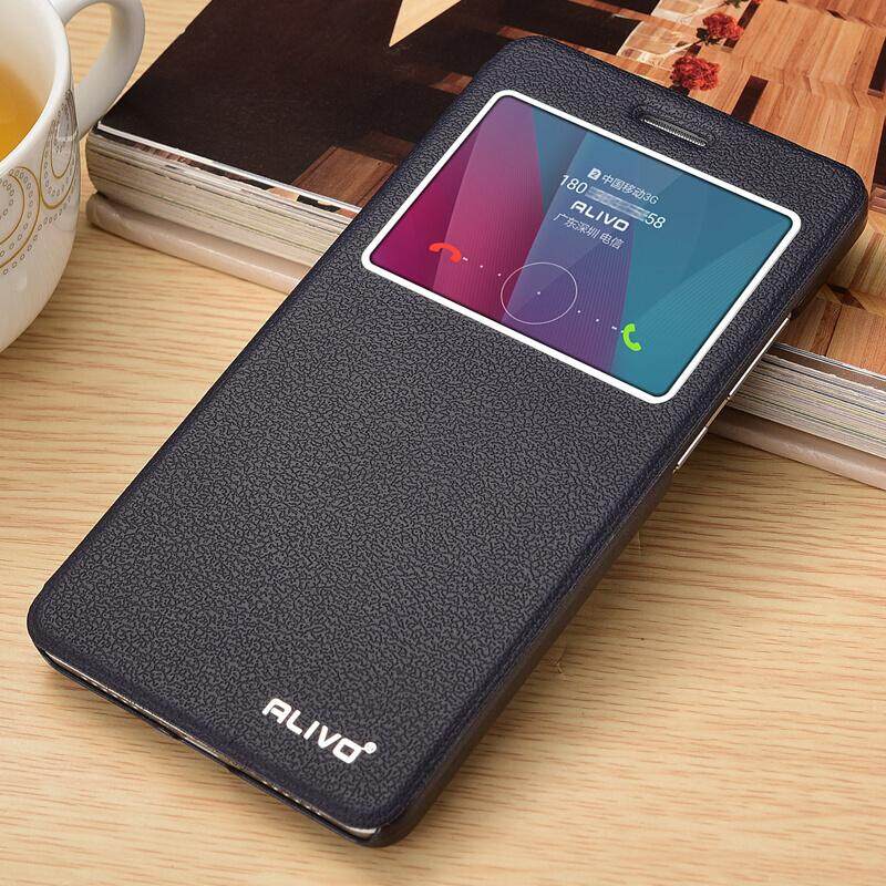 Untuk Huawei GR5/KII-L22 5.5 “Inci Ganda Tampilan Jendela Kulit Lipat Case Mewah Pu Kulit Case Cangkang (Emas) -Internasional