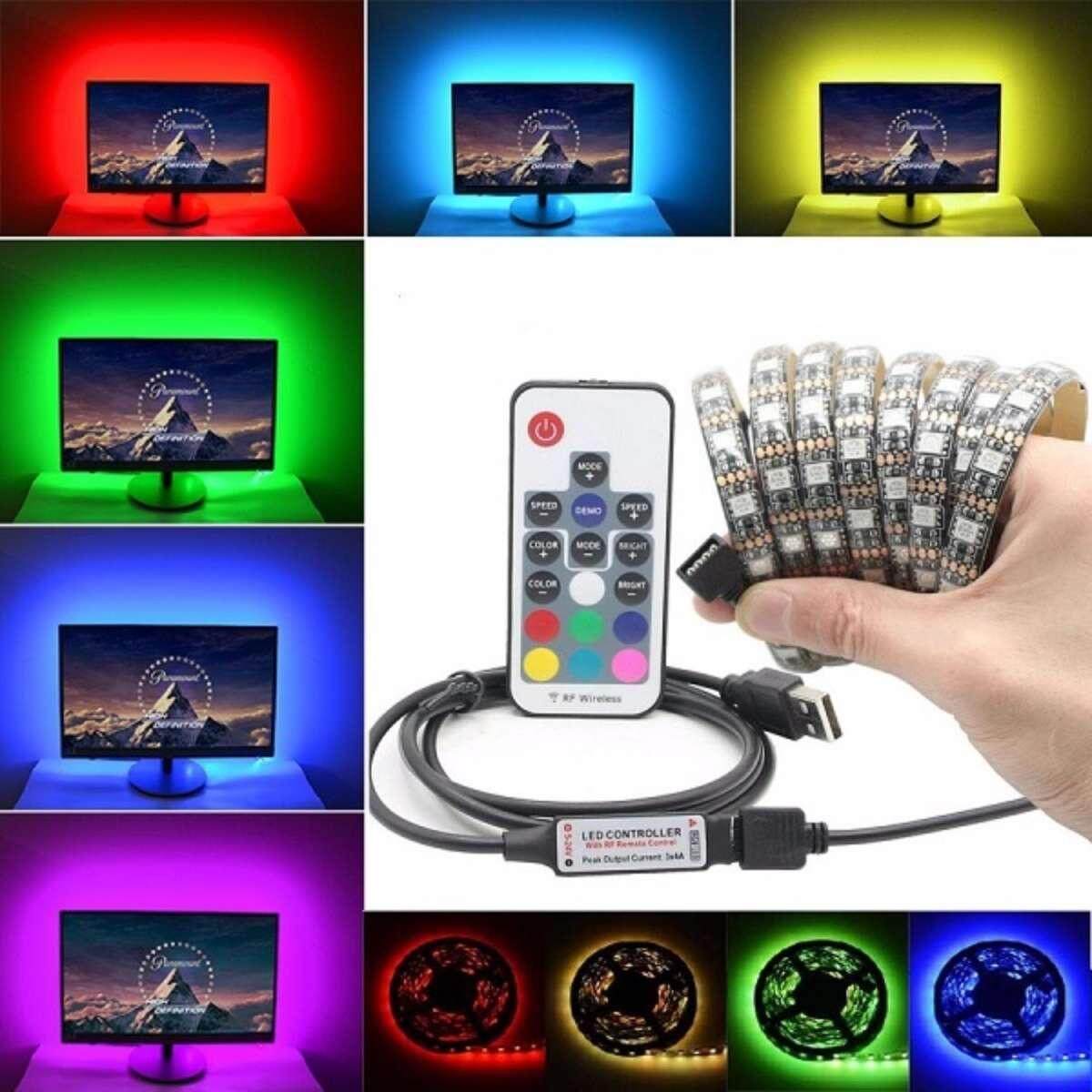 Waterproof USB LED Strip Multi Color Light RGB 5050 1 Metre 17keys remote controller 5V