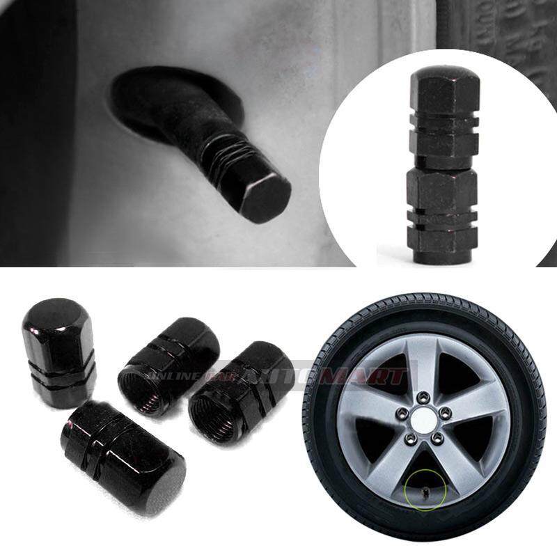 4pcs Aluminium Alloy Tyre Valve Tyre Cap Valve Stem Air Caps Airtight Cove BLACK