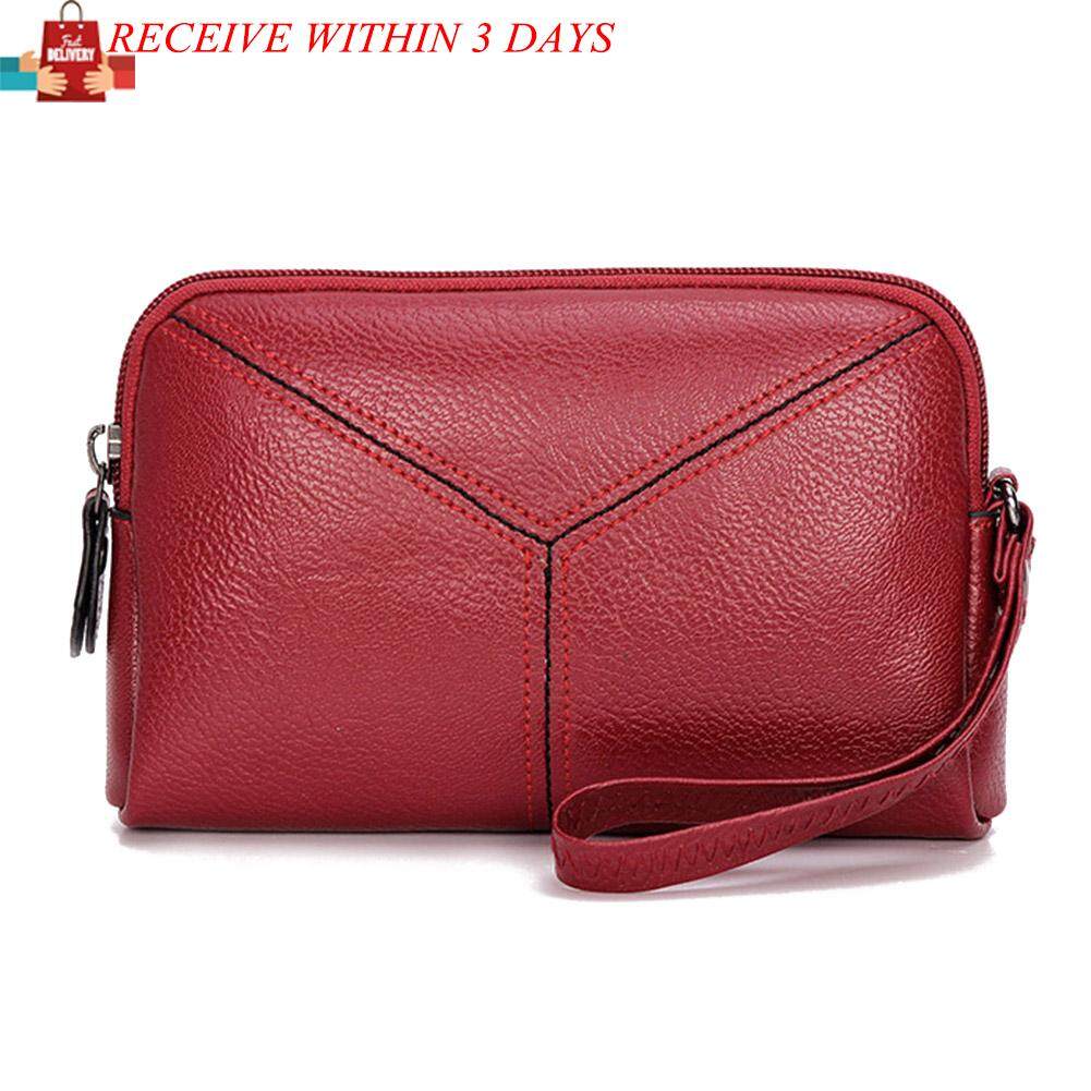 [Fast Delivery]Women PU Leather Multifunction Mini Phone Bag Card Coin Clutch Bag(Red) (MY)