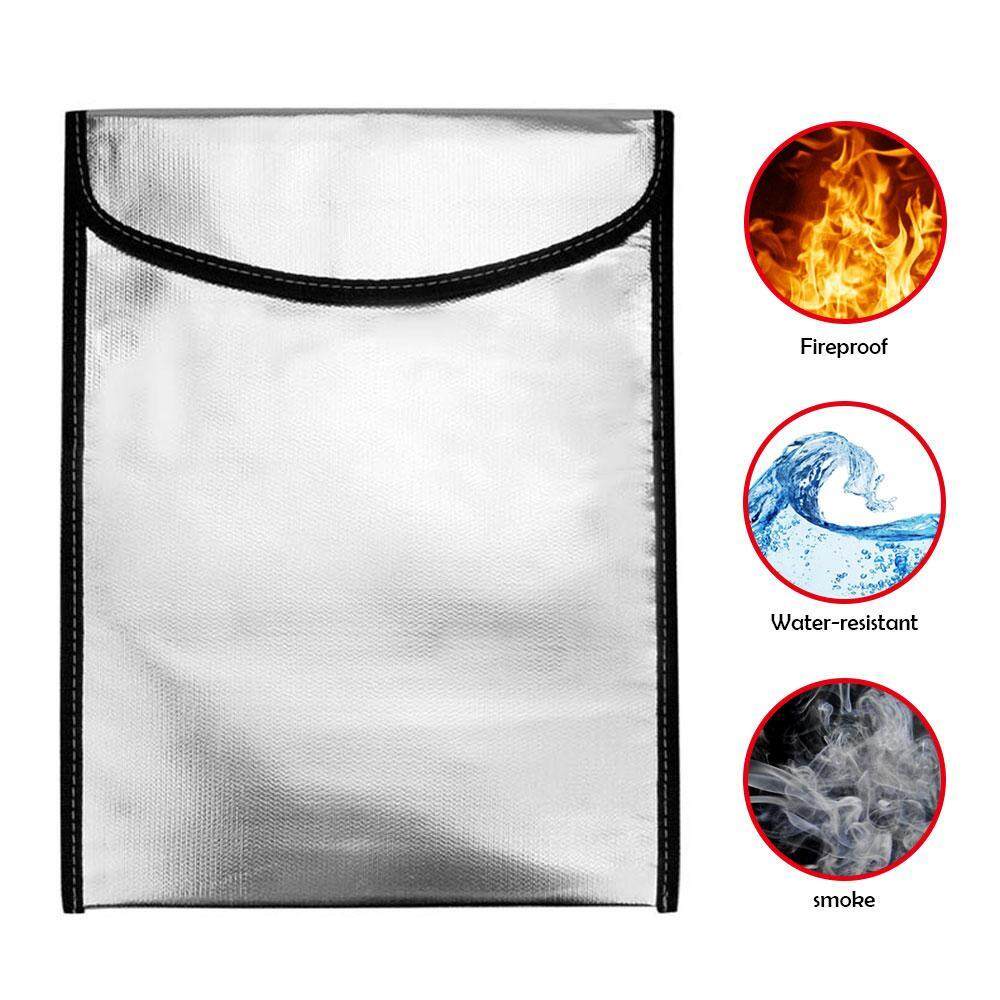 Teekeer Fireproof Bag, Fireproof Waterproof Pouch For Document Cash Money Passport Bank File And Valuables - Two Sided Aluminum Foil Coated