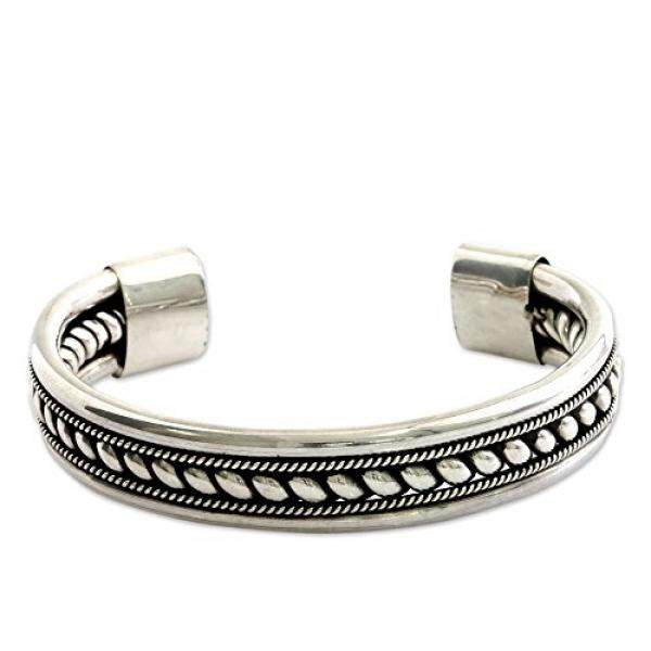 Novica. 925 Perak Berkilau Twist Motif Gelang Manset 6.0