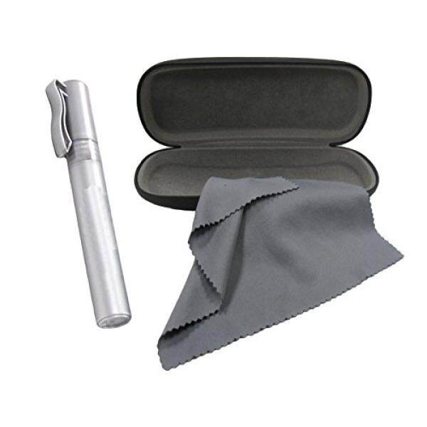 Kacamata Set, Termasuk Kotak Kacamata, Kaca Pembersih Semprotan, dan Serat Mikro Kain, bagus untuk Semua Kacamata dan Kacamata Hitam, Perak, BY Optiplix-Internasional