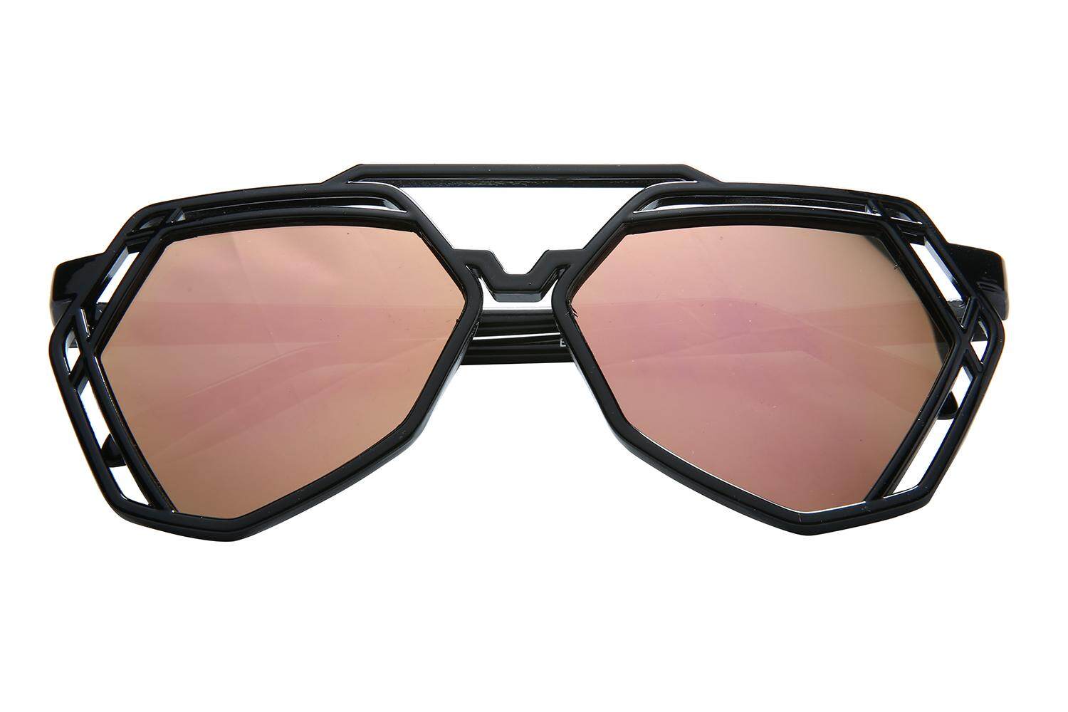 Qooyonq 2016 New Hot Womens' Kacamata Polygon Frame Vintage Kacamata Hitam Modis, Merah Muda-Intl