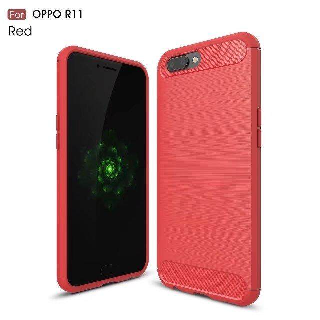 GIMI OPPO R11 Ramping Lembut TPU Serat Case Proteksi Penuh Case Teluk Kecil-Internasional