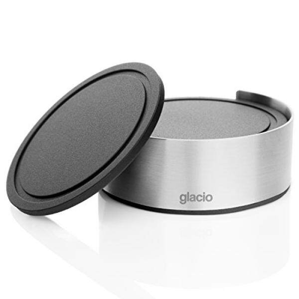 Glacio Coasters-Pemegang Anti Karat dengan Hitam Silikon Coaster Set-Bar Drink Cangkir Holders-6 Pack- internasional