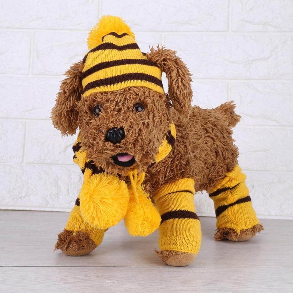 Musim Gugur Anjing Peliharaan Aksesoris Musi
m Dingin Anak Anjing Peliharaan Aksesori Set Lucu Rajutan Topi + Syal + Kaki Lebih Hangat S- internasional